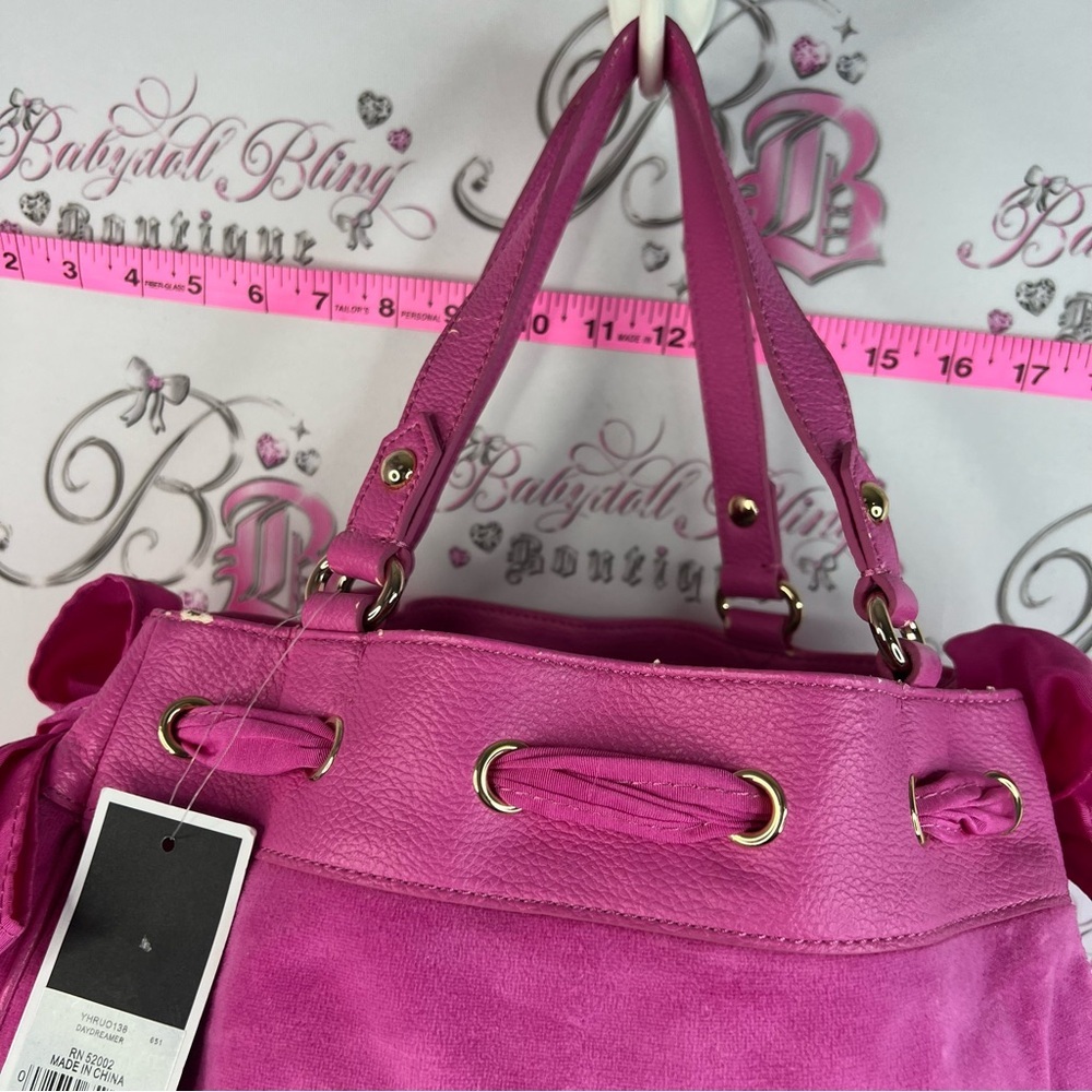 JUICY Couture bag daydreamer brand new chain Pink Suede Drawstring bag purse - Picture 8 of 12